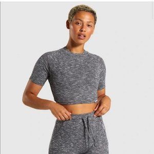 Gymshark Slounge Crop Top Black Marl XS